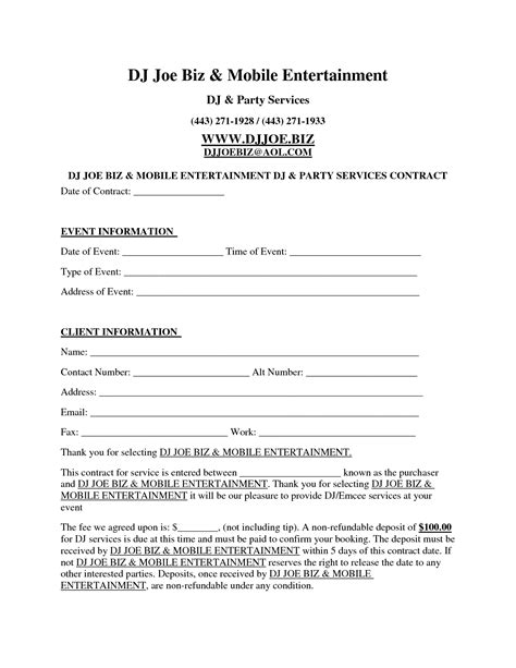 Free Printable Dj Contracts A Must Have For Every Dj Free Sample