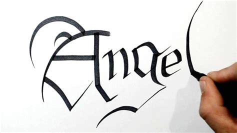 Writing Angel In Olde English Calligraphy Style Lettering Youtube