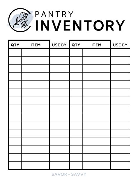 Pantry Inventory Printable