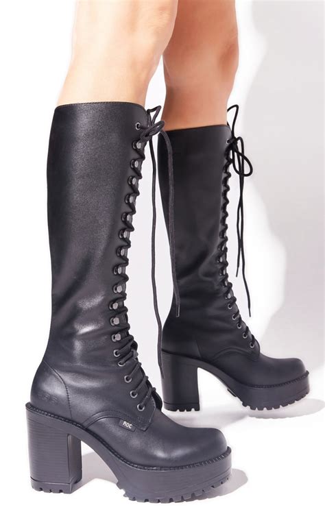 lash knee high lace up boots with chunky platform lf stores