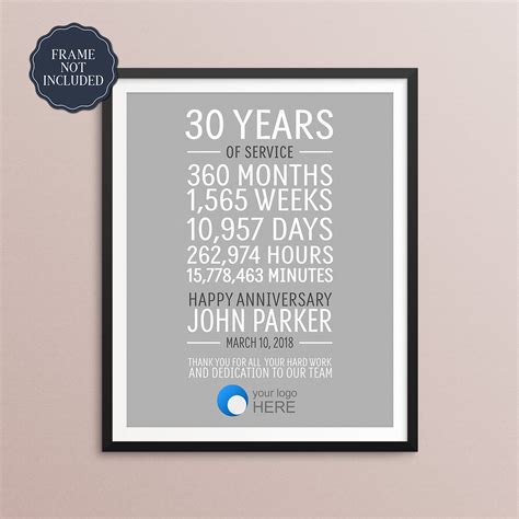 30 Year Work Anniversary Print Employee T 30 Years Of Etsy Canada