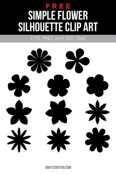 Free Simple Flower Silhouette Clip Art | Flower silhouette, Silhouette