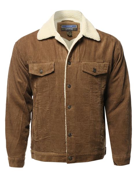 Fashionoutfit Mens Solid Corduroy Sherpa Lining Western Style Jacket
