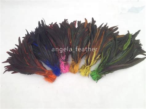 Free Shipping 200pcs 30 35cm 12 14 Dyed Mix Color Rooster Cock Tail Feathers Chicken Tail