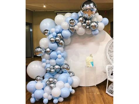 Gihoo Blue Balloon Garland Arch Kit 135pcs Blue White Silver Etsy