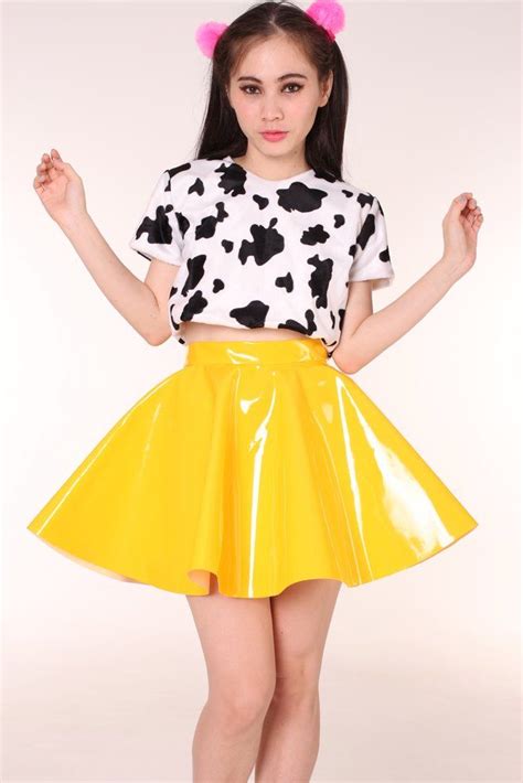 Made To Order Yellow Pvc Skirt By Gfd Glitters For Dinner Pvc Skirt