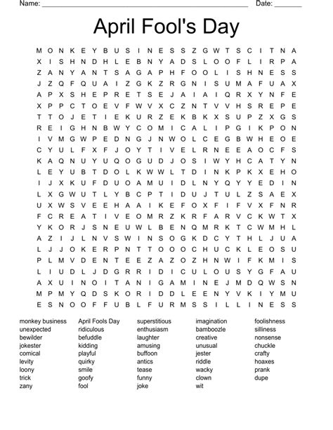 April Fool S Day Word Search WordMint