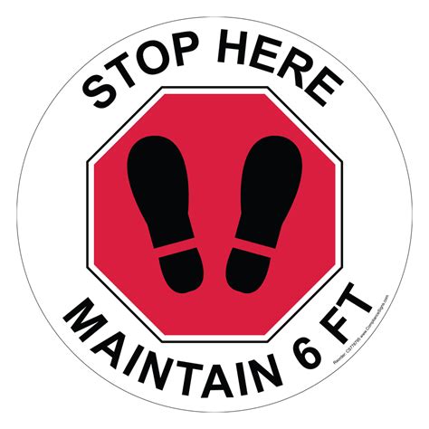 Stop Here Maintain 6 Ft Floor Label Cs778795