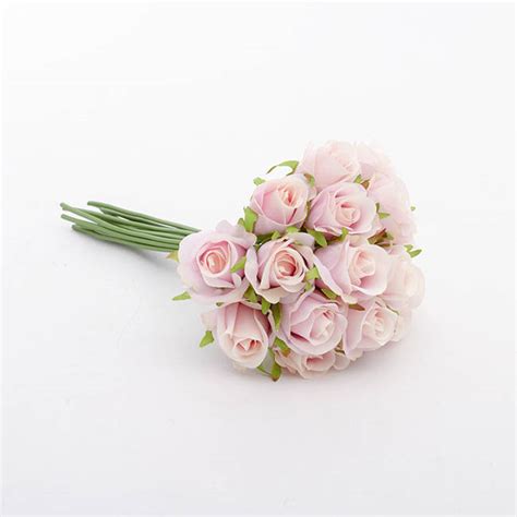 Katie Rose Bouquet With 16 Flowers Light Pink 25cmh