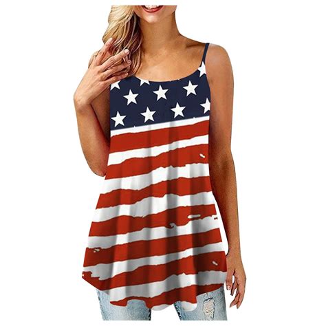Qucoqpe Women Summer Plus Size Tank Tops 4th Of July Independence Day