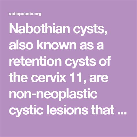 Nabothian Cysts Also Known As A Retention Cysts Of The Cervix 11 Are