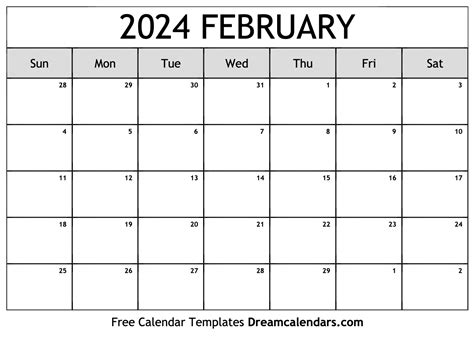 Blank February 2024 Calendar Printable Pdf 2024 Fara Oralla