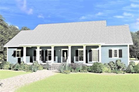 One Level Country House Plan With Front And Back Covered Porches