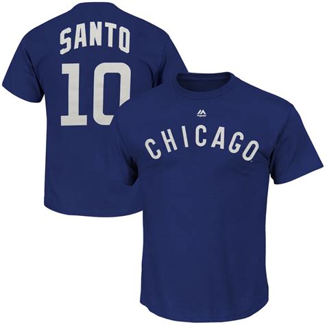 Mens Chicago Cubs Ron Santo Majestic Blue Cooperstown Player Name