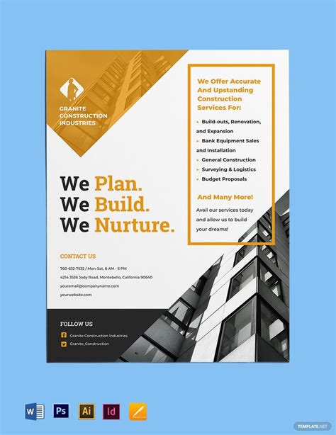 Construction And Renovation Flyer Template Free  Illustrator