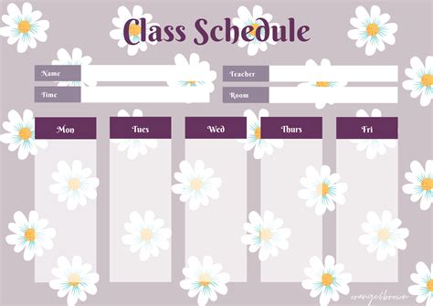 FREE Class Schedule Template For You For PDF File You Can