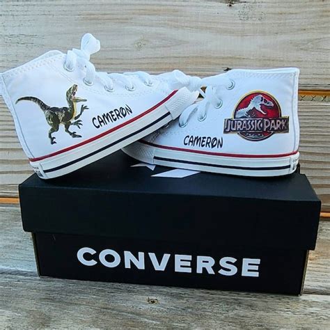 Jurassic Park Converse Personalized High Top Sneakers Etsy