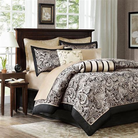 Luxury Black Gold Paisley Bedding Comforter Set Of 12 100 Cotton