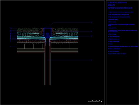 The waterproofing application and the garden assembly. Connection Garden Roof With Drainage DWG Detail for ...