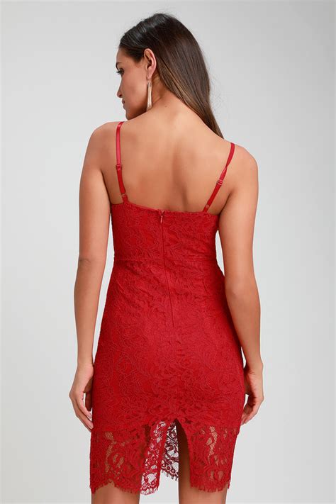 Sexy Red Dress Red Lace Dress Bodycon Dress Midi Dress