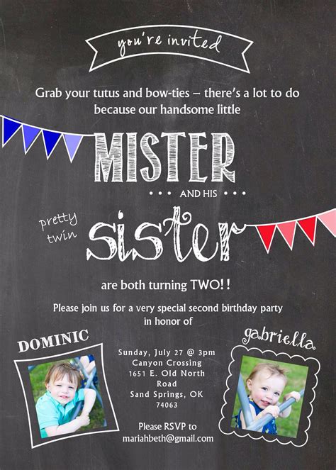 Siblings Birthday Invitation Joint Birthday Invitation Kids Etsy Artofit