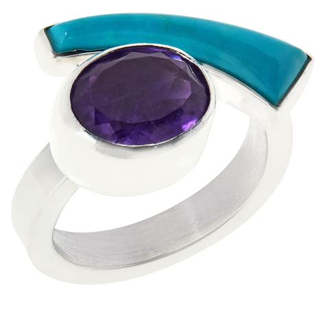 Jay King Sterling Silver Sonoran Turquoise And Amethyst Ring