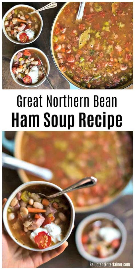 Make sure that there is twice as much water as beans because they will swell up. Great Northern Bean Ham Soup Recipe - Reluctant Entertainer