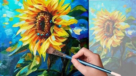 Easy Flowers Acrylic Painting How To Paint Sunflower Tutorial