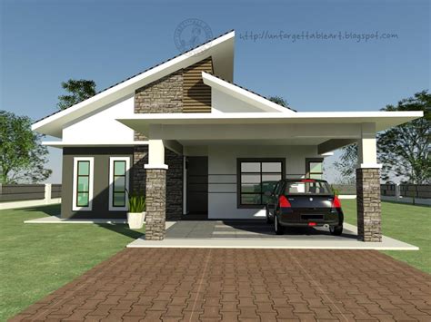 Desain fasad rumah kecil tipe 27. 17 Contoh Desain Plan Rumah Banglo Moden Tropika Yang ...