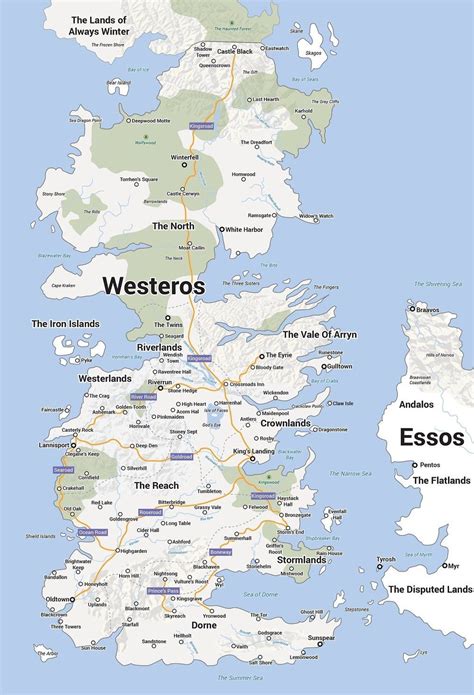 This Map Of Westeros Depicted Through Google Maps Game Of Thrones Map Westeros Map Game Of