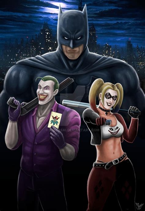 Batman Joker And Harley Quinn Fan Art By Jimbasai On