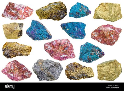 Collection Of Various Chalcopyrite Copper Pyrite Rocks And Minerals