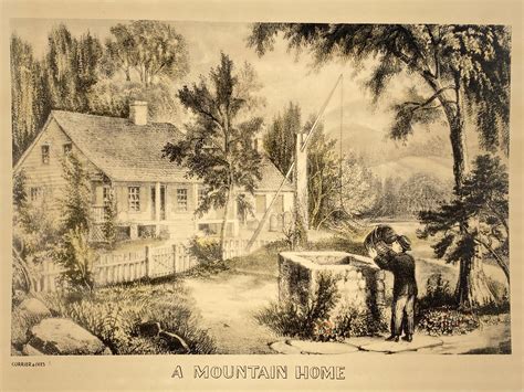 Lot Currier And Ives A Mountain Home Hand Colored Lithograph