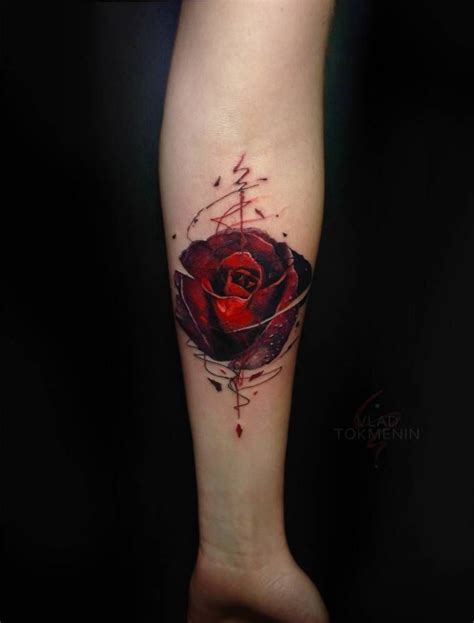 Graphic Style Red Rose Tattoo On The Inner Forearm Trendy Tattoos New