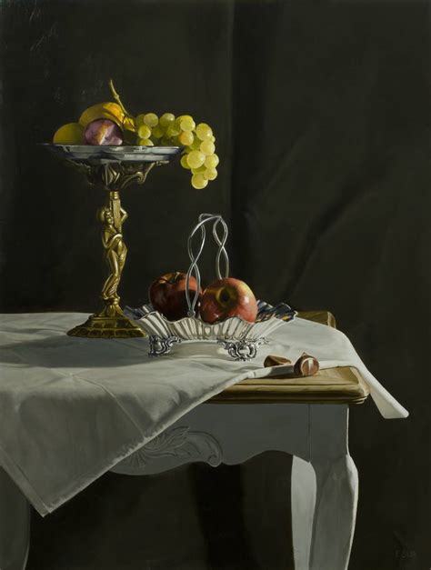 Still Life Baroque Grapes And Apples Painting By Equipo Sur Saatchi Art