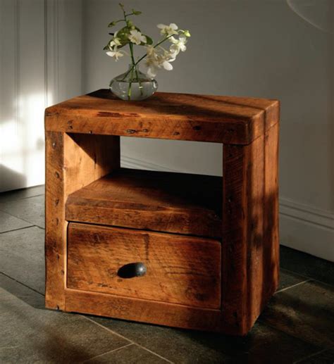 Cube Reclaimed Wood Bedside Table Rustic Side Tables And End Tables