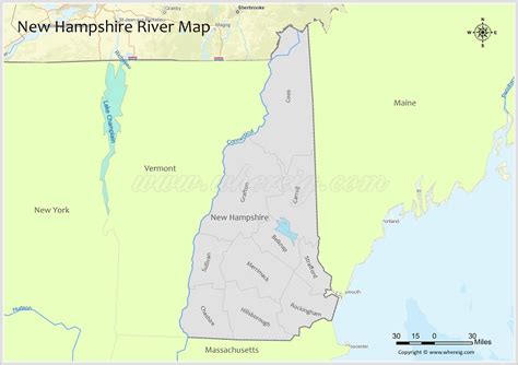 New Hampshire River Map Rivers And Lakes In New Hampshire Pdf