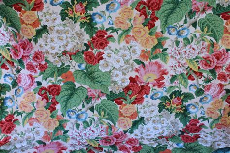 Vintage Floral Polished Cotton Chintz Fabric Bright Mix On White