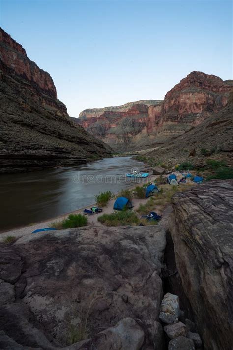 Camping Along The Colorado River In The Grand Canyon Stock Image
