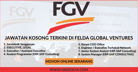 Or formerly felda global ventures holdings berhad; Kerja Kosong Terkini di Felda Global Ventures Holdings Berhad
