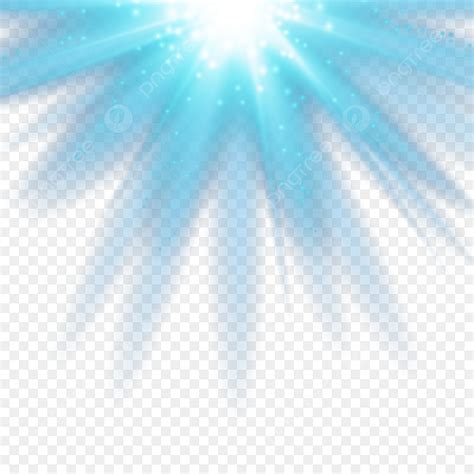 Gambar Sinar Cahaya Biru Bersinar Dengan Elemen Efek Berkilau Cahaya Gliter Lensa Suar Png