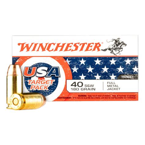 Winchester Usa Target Pack 40 Sandw 180 Grain Fmj Handgun Ammo 50