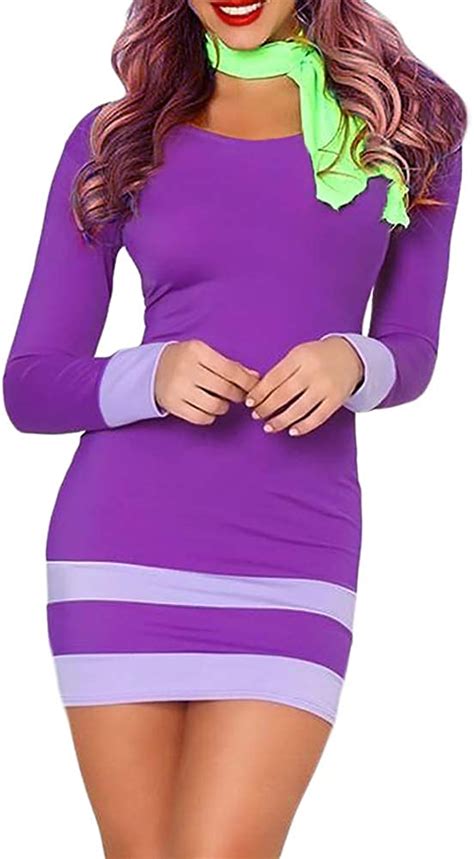 Halloween Costume Women Scooby Doo Daphne Bodycon Sexy Long Sleeve