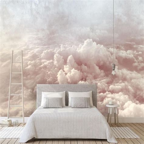 Hand Painted Abstract Clouds Wallpaper Wall Mural Rendering Etsy