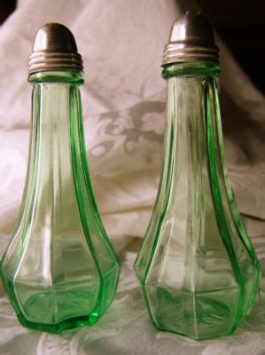 Hazel Atlas Green Uranium Depression Glass Salt And Pepper Shakers