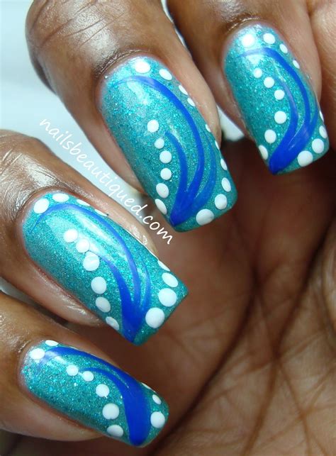 Blue And Aqua Nail Polish Nail Art Design Acrylic Nails