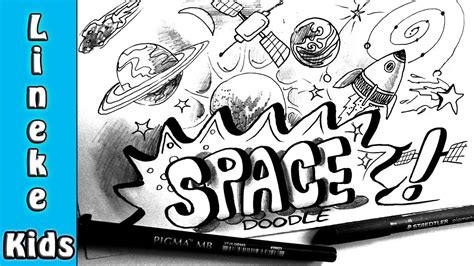 Hoe Teken Je De Ruimte Space Doodle Art Met Raket Maan Planeet Enz