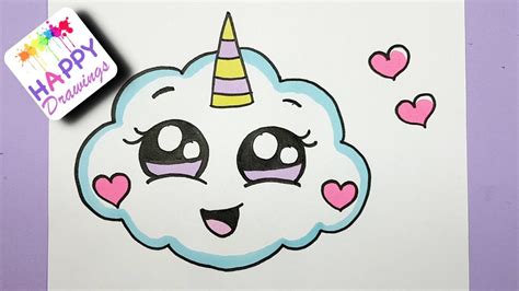 How To Draw A Super Cute Cloud Emoji Unicorn Easy Dra Doovi