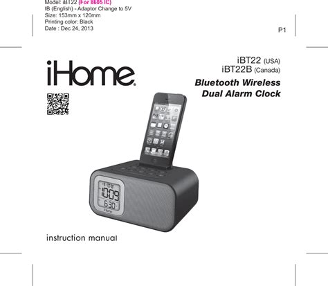Sdi Technologies Ibt Bluetooth Wireless Dual Alarm Clock User Manual Ibt Ib English
