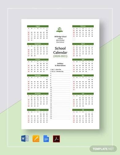 Free 15 School Calendar Samples And Templates In Ms Word Pages